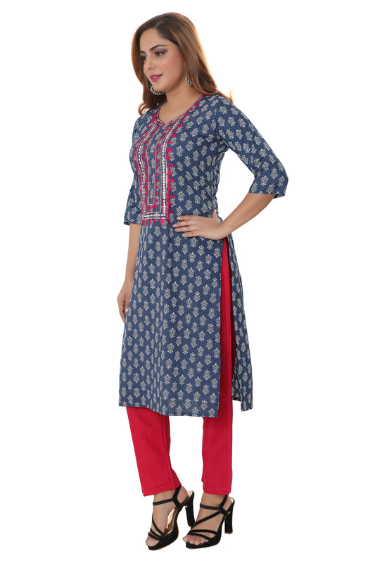 Cotton kurti & straight Pant set