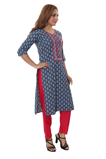 Cotton kurti & straight Pant set