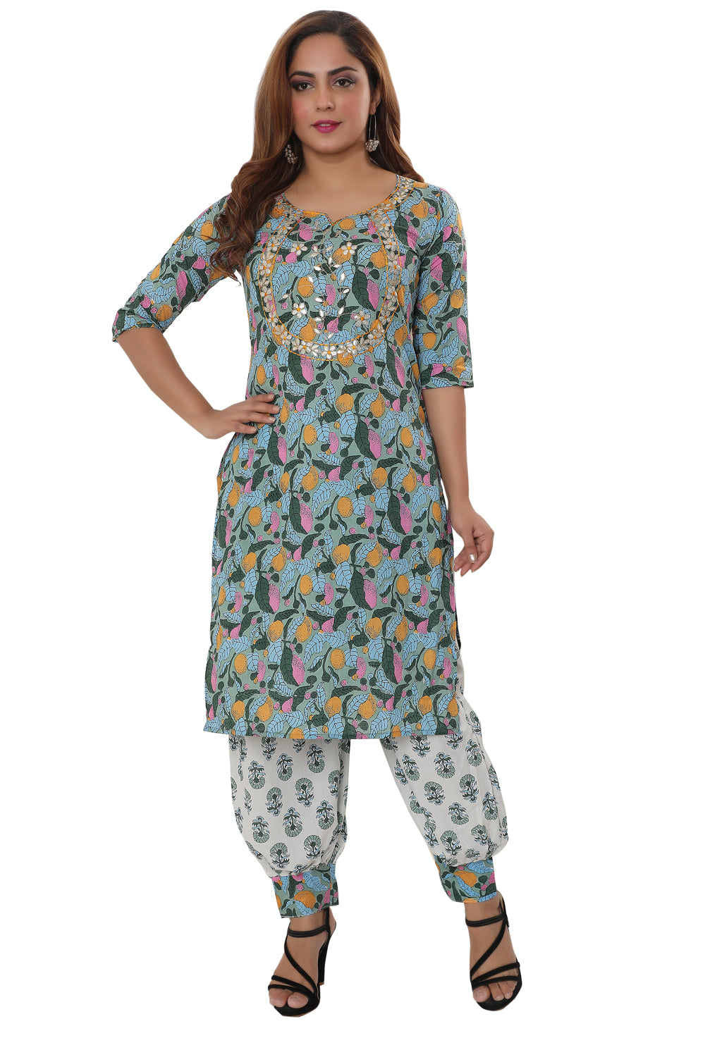 Designer heavy Cotton kurti with Afghani Dhoti