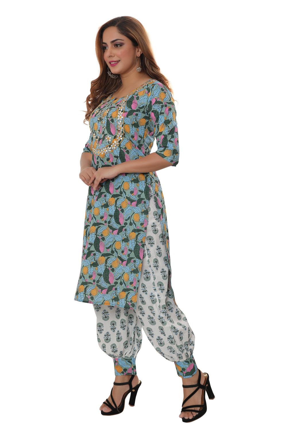 Designer heavy Cotton kurti with Afghani Dhoti