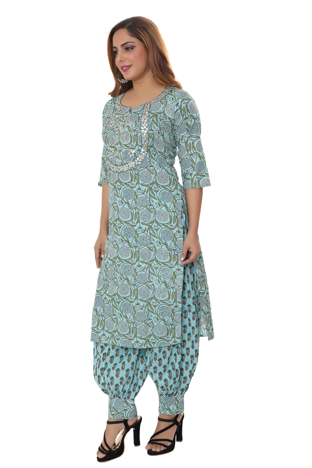 Designer heavy Cotton kurti with Afghani Dhoti