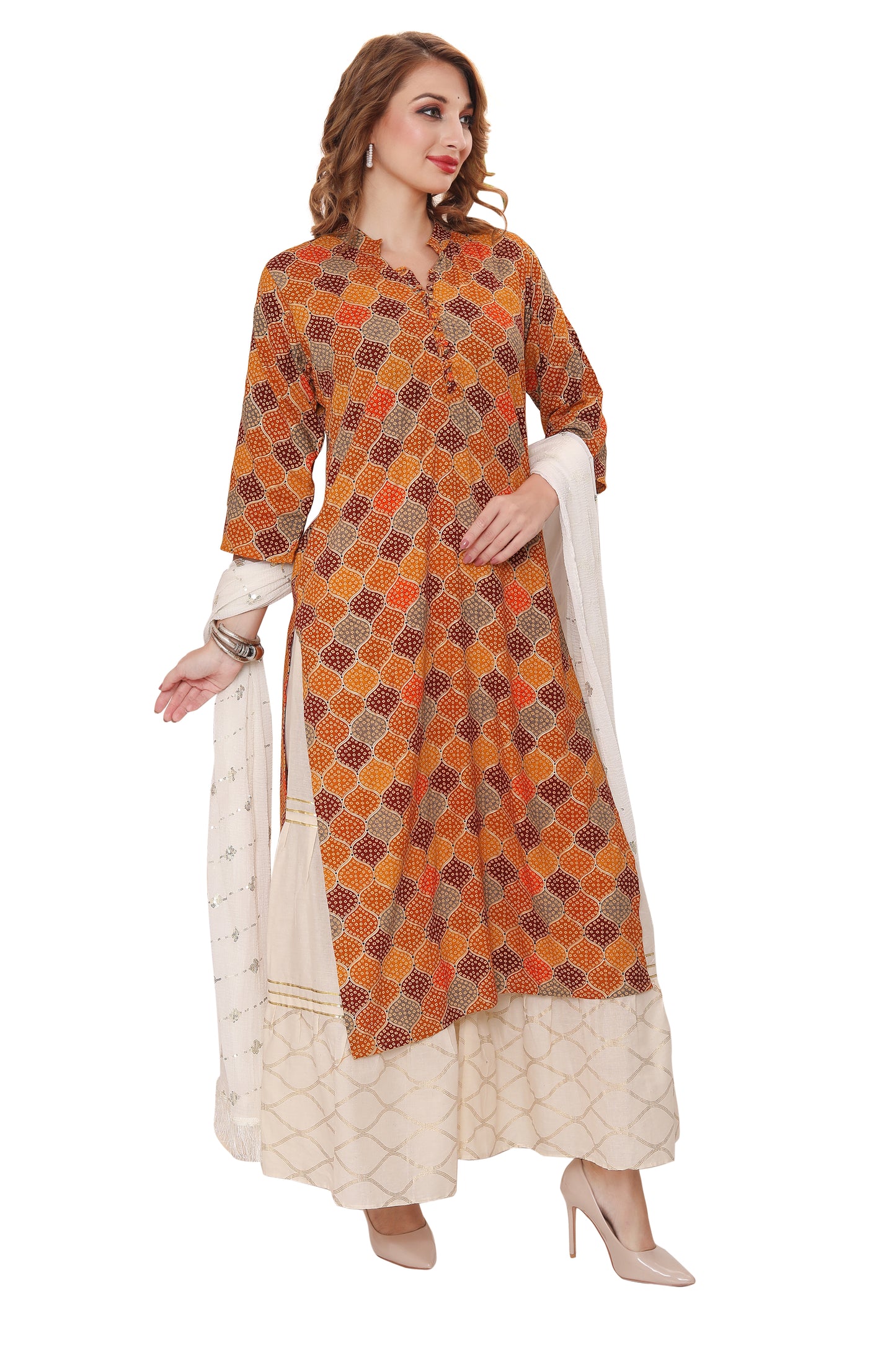 Designer Digital print Rayon kurti with Garara and Dupatta (3 pcs. Set)