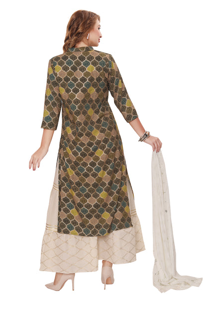 Designer Digital print Rayon kurti with Garara and Dupatta (3 pcs. Set)