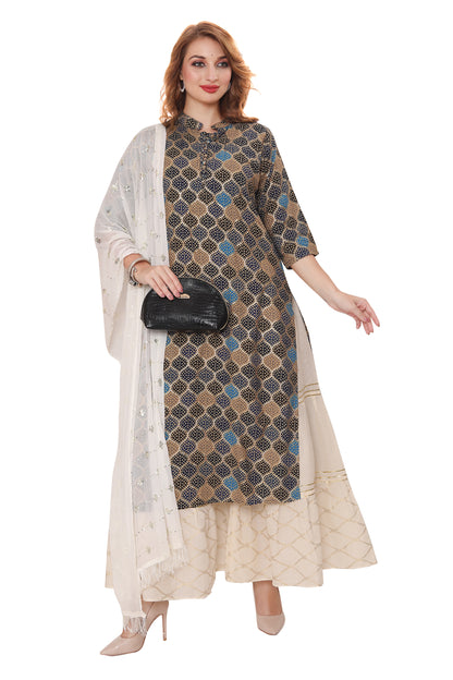 Designer Digital print Rayon kurti with Garara and Dupatta (3 pcs. Set)