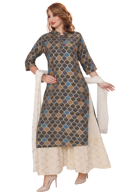 Designer Digital print Rayon kurti with Garara and Dupatta (3 pcs. Set)