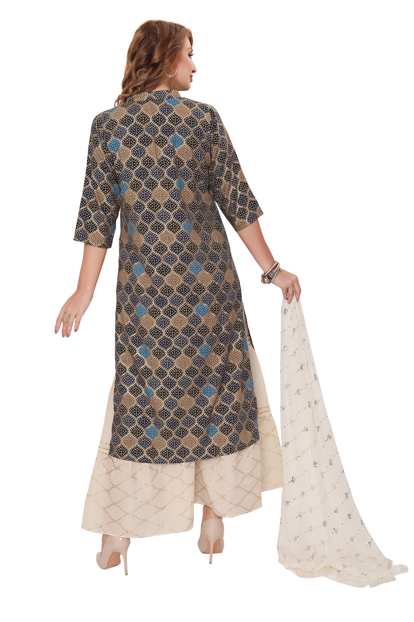 Designer Digital print Rayon kurti with Garara and Dupatta (3 pcs. Set)