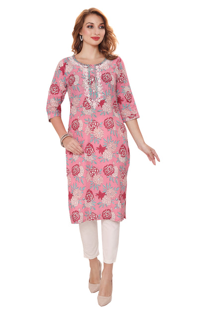 Designer Jaipuri Cotton Kurti with Pant & Dupatta  (3 pcs Set)