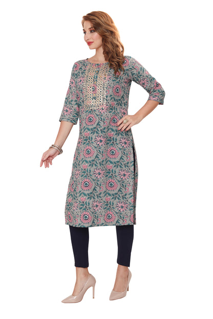 Designer Jaipuri Cotton Kurti with Pant & Dupatta  (3 pcs Set)