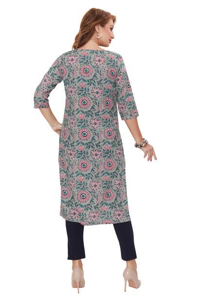 Designer Jaipuri Cotton Kurti with Pant & Dupatta  (3 pcs Set)